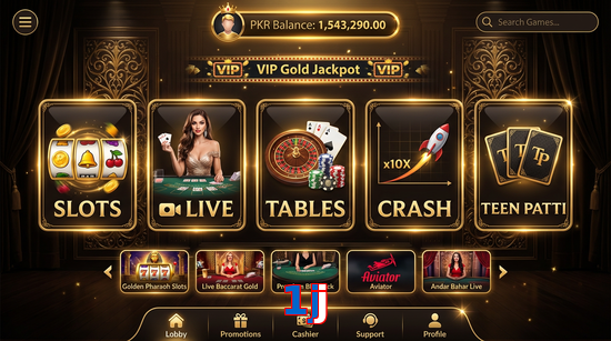 Main screen of 1Jj casino page for PK players